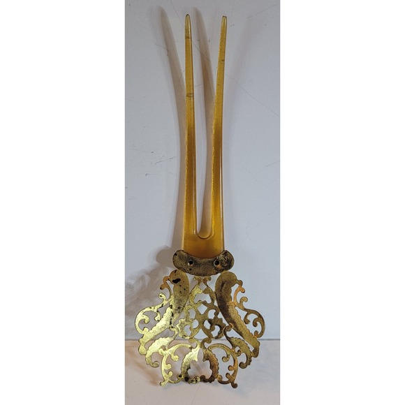 Metal and Celluloid Vintage Hair Comb main image 8